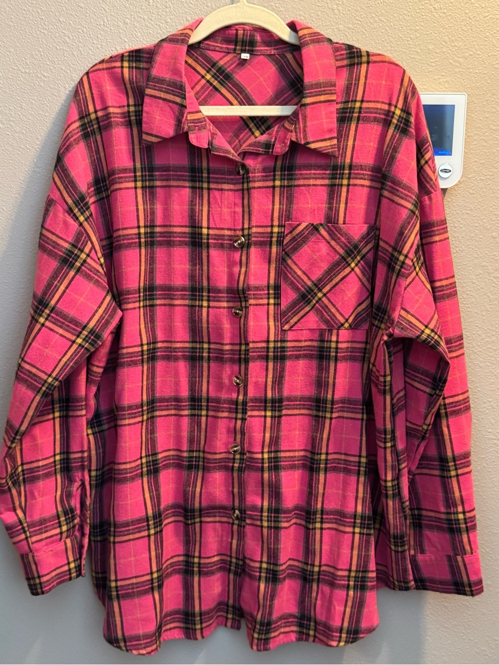 Women’s Pink Flannel Button-Up Shirt - Pink